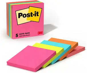 POST IT STICKY NOTES 3"X3"ASSORTED COLORS