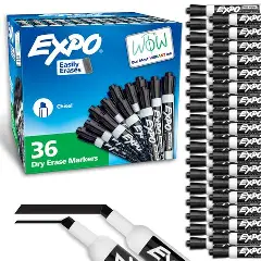 MARKER DRY ERASE EXPO LOWODOR BLACK 36 COUNT EXPO