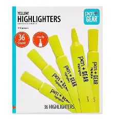 [62055] HIGHLIGHTER YELLOW CHISEL TIPPOCKET HIGHLIGHTERS, 36 COUNTPEN+GEAR