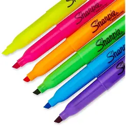 [5523] HIGHLIGHTERS YELLOW PINKORANGE GREEN BLUE PURPLESMEAR GUARD SHARPIE